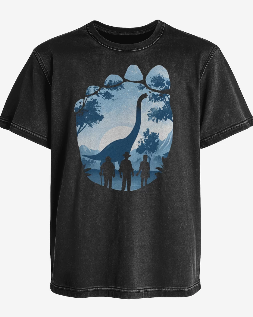 Polera desgastada Negro de Huella de Braquiosaurio