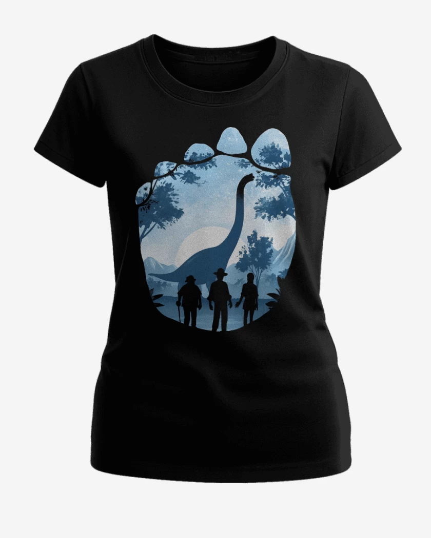 Polera de Mujer Negro de Huella de Braquiosaurio