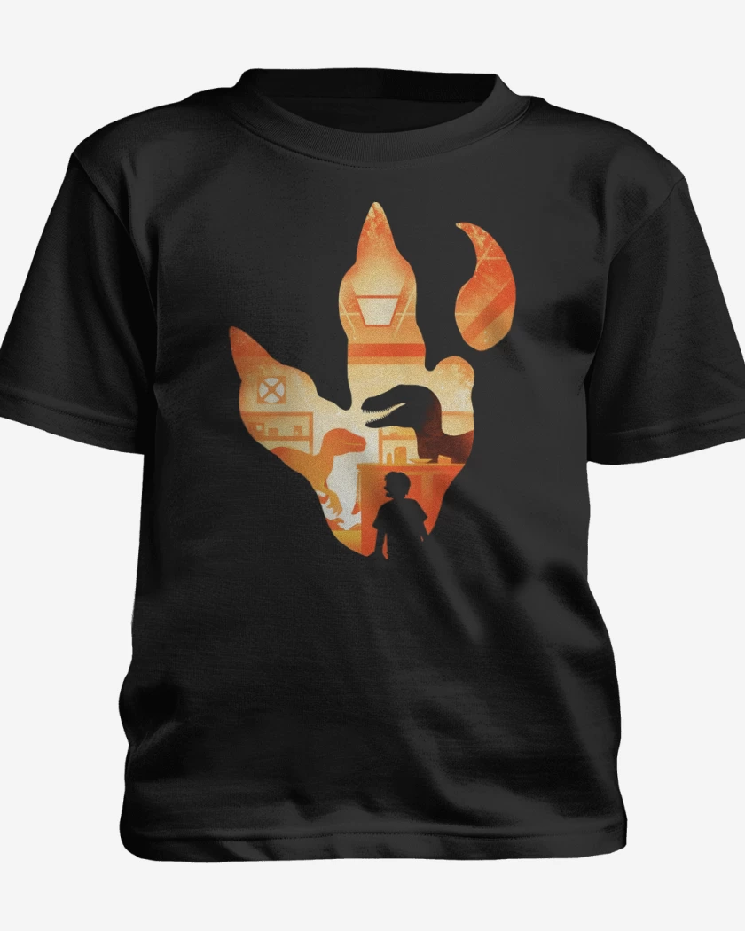 Polera de niño Negro de Huella de Velociraptor