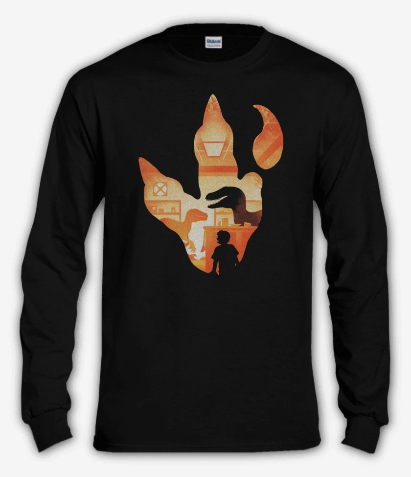 Polera manga larga Negro de Huella de Velociraptor