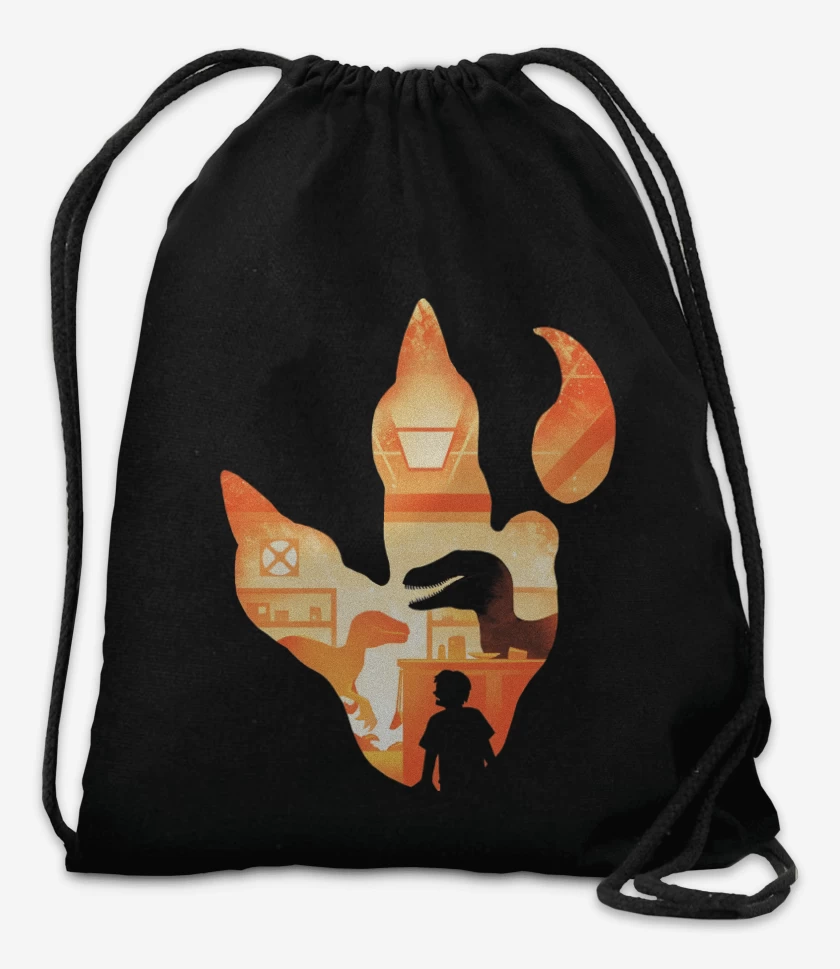Mochila Negro de Huella de Velociraptor
