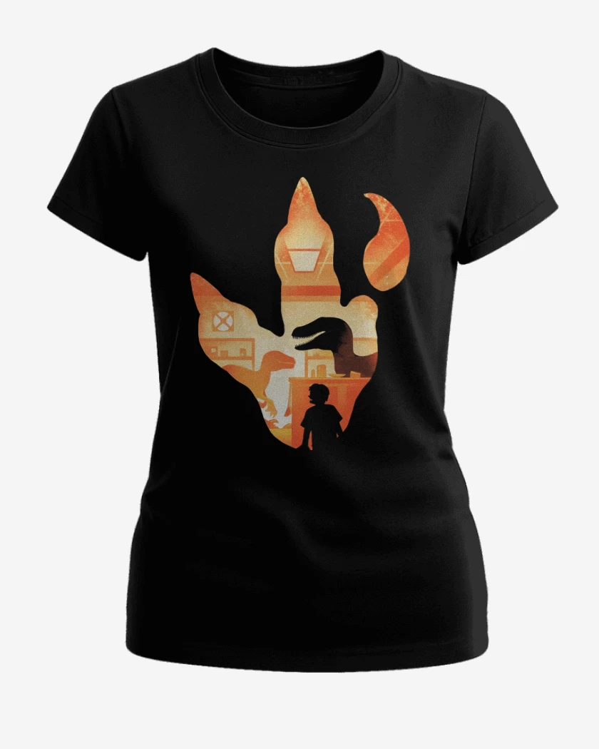 Polera de Mujer Negro de Huella de Velociraptor