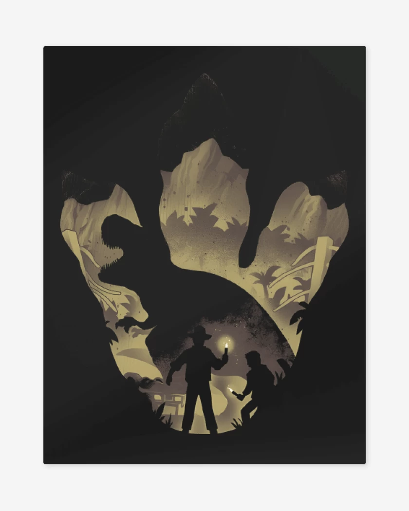 Print metalico Negro de Huella de T-Rex