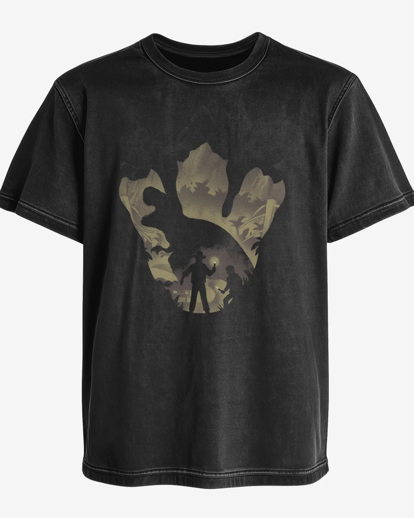 Polera desgastada Negro de Huella de T-Rex