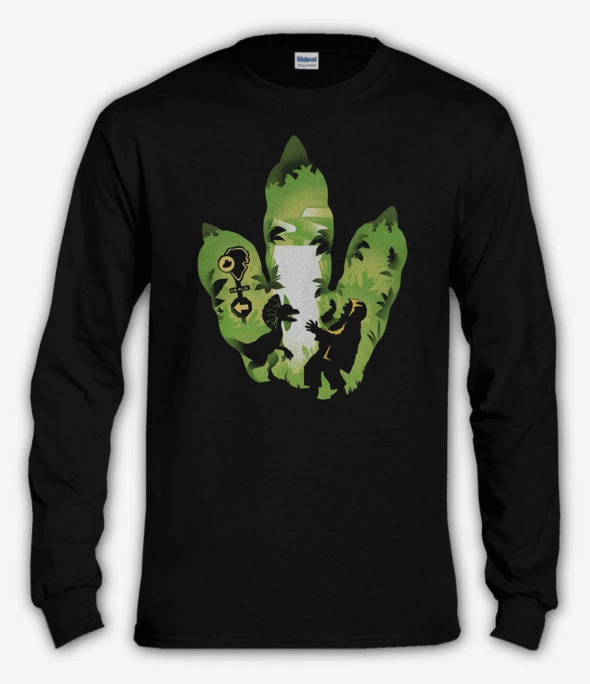 Polera manga larga Negro de Huella de Dilofosaurio