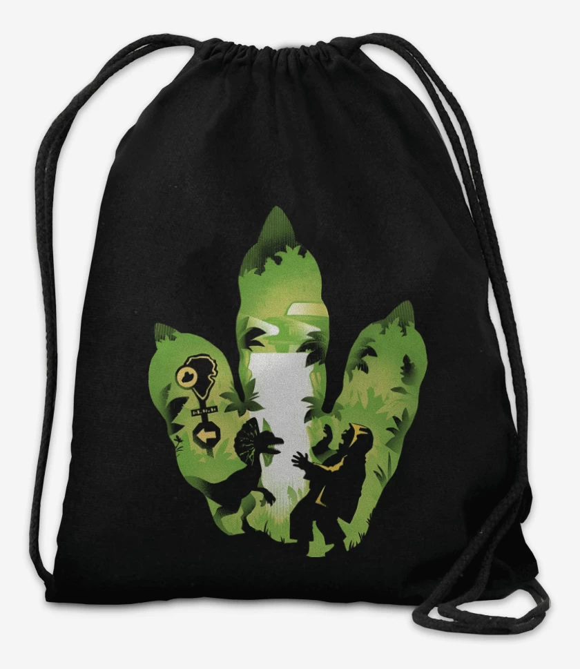 Mochila Negro de Huella de Dilofosaurio