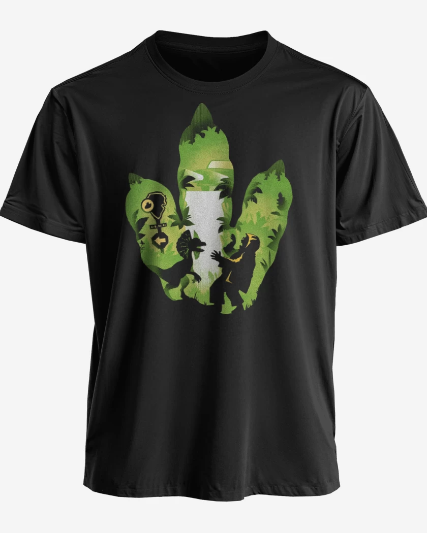 Polera premium Negro de Huella de Dilofosaurio