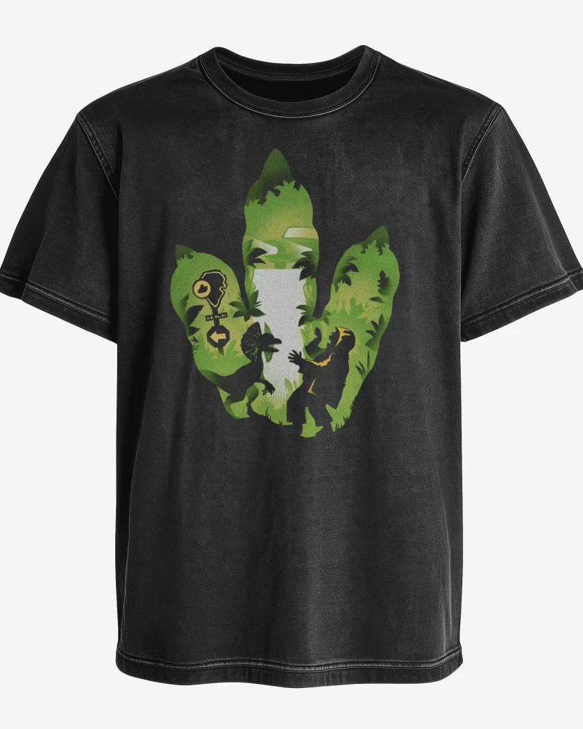 Polera desgastada Negro de Huella de Dilofosaurio