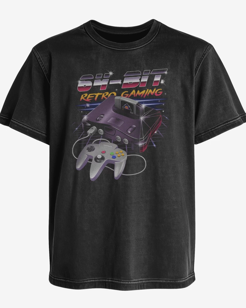 Polera desgastada Negro de 64bits