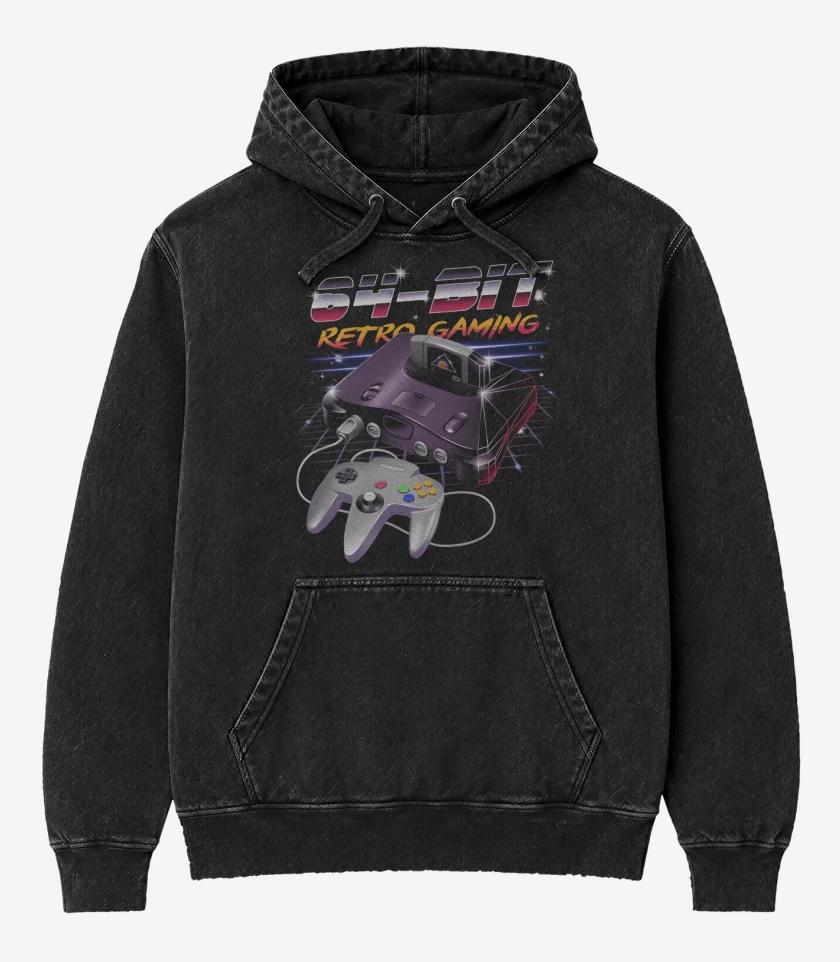 Poleron Canguro Acid Wash Negro de 64bits