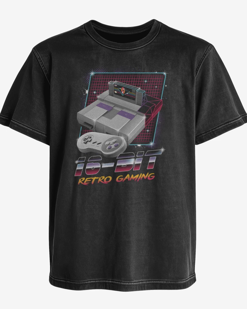 Polera desgastada Negro de 16bits