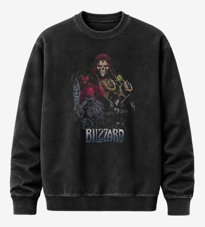 Poleron Polo Acid Wash Negro de Blizzard Epic