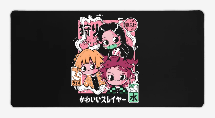 Mouse pad Gamer Negro de Chibi Kimetsu