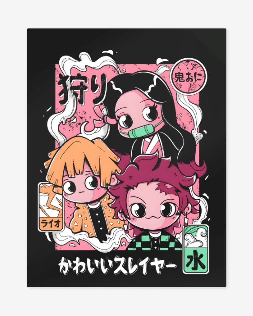 Print metalico Negro de Chibi Kimetsu
