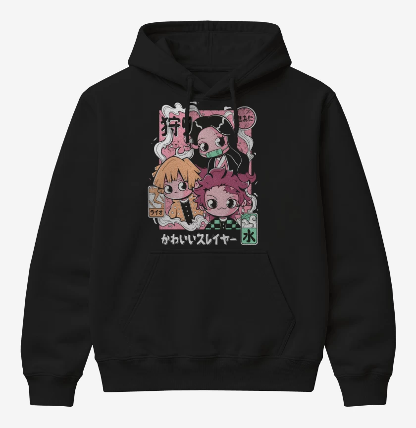 Poleron Canguro básico Negro de Chibi Kimetsu