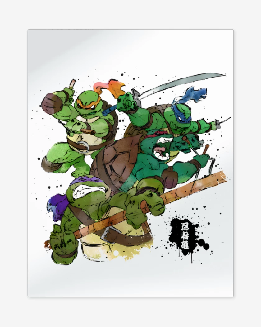 Print metalico Blanco de Tortugas Guerreras