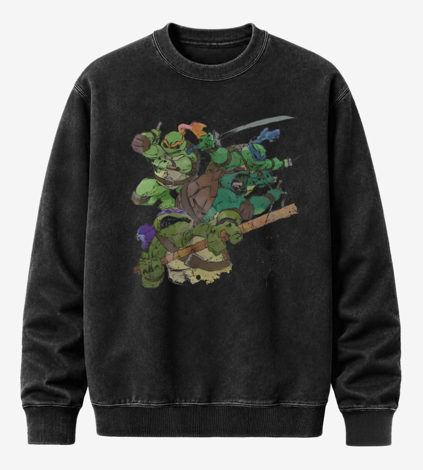 Poleron Polo Acid Wash Negro de Tortugas Guerreras