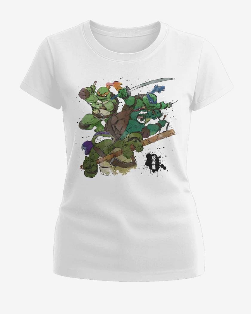 Polera de Mujer Blanco de Tortugas Guerreras