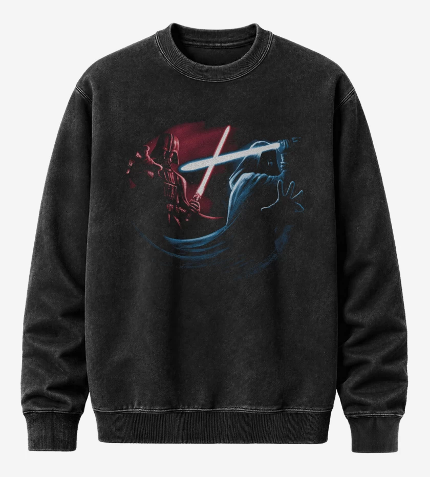 Poleron Polo Acid Wash Negro de Sith vs Jedi