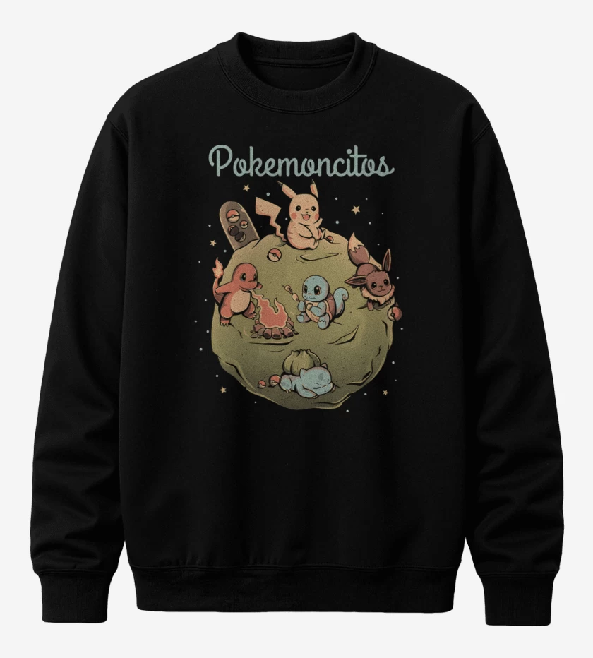 Poleron polo Negro de Pokemoncitos