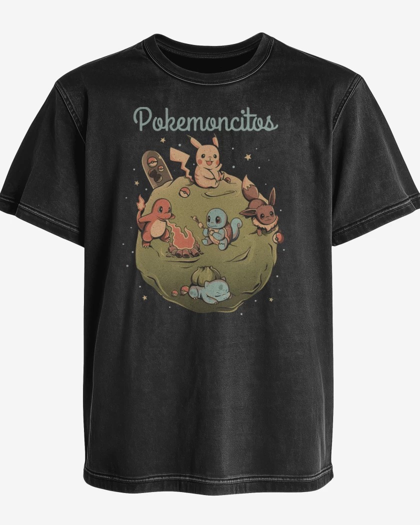 Polera desgastada Negro de Pokemoncitos