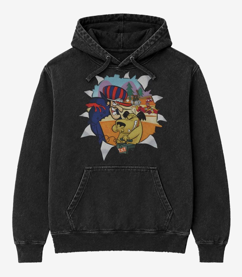 Poleron Canguro Acid Wash Negro de Nodoyuna & Patán