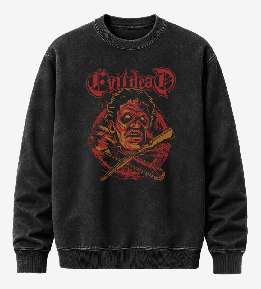 Poleron Polo Acid Wash Negro de Evil Dead