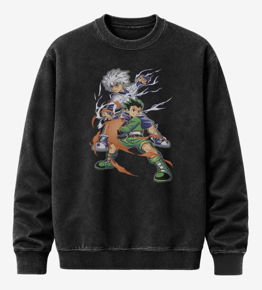Poleron Polo Acid Wash Negro de Duo Cazador