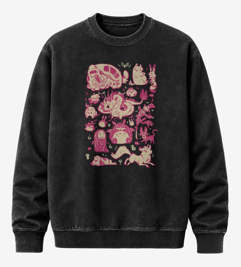 Poleron Polo Acid Wash Negro de Criaturas de Otros Mundos
