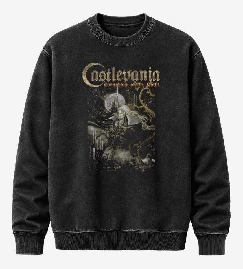 Poleron Polo Acid Wash Negro de Castlevania Symphony of the Night
