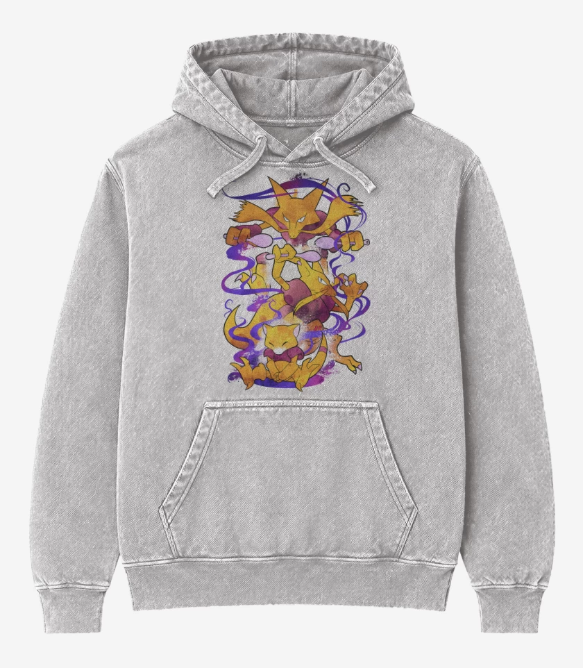 Poleron Canguro Acid Wash Gris Melange de Abra Kadabra Alakazam