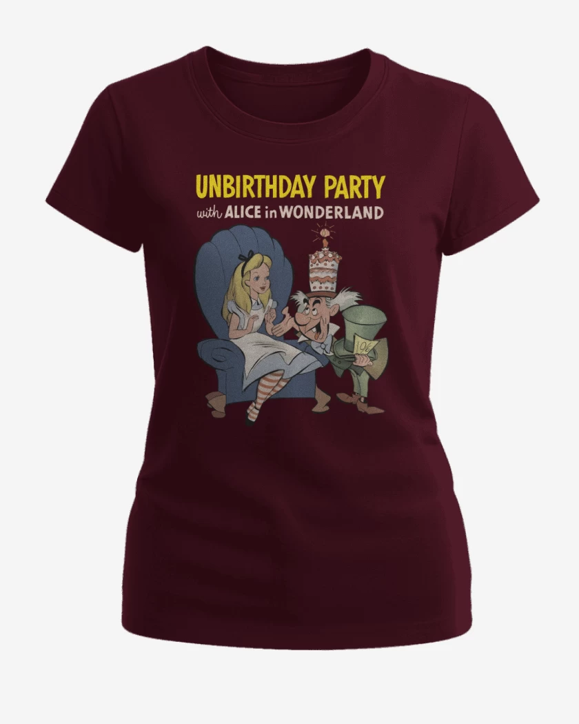 Polera de Mujer Burdeo de Feliz NO cumpleaños