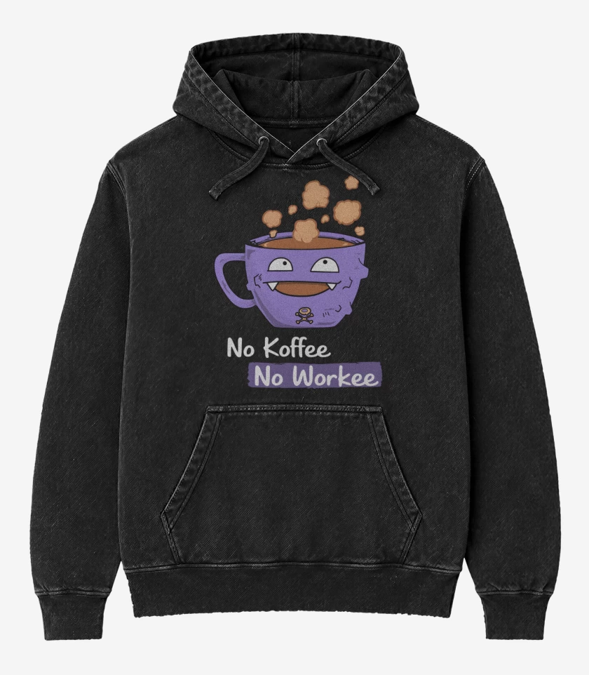 Poleron Canguro Acid Wash Negro de No Koffee no workee