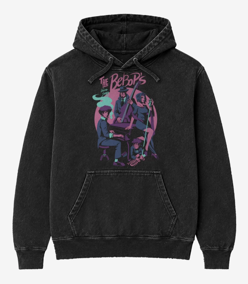 Poleron Canguro Acid Wash Negro de The Bebops