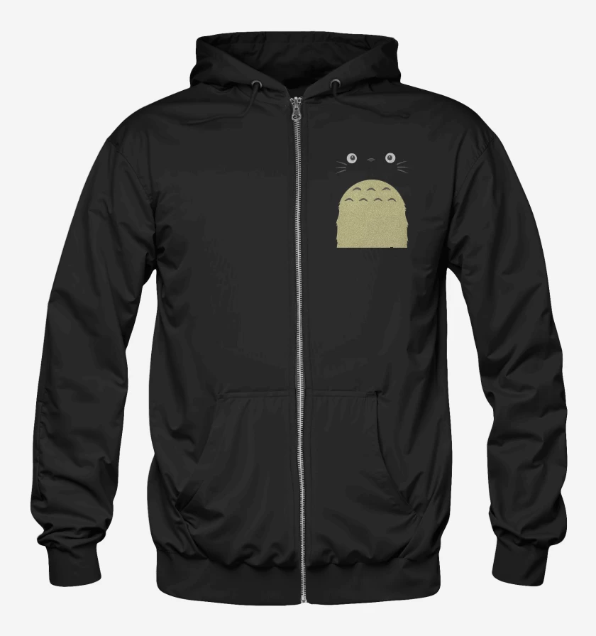 Poleron Canguro con cierre Negro de Totoro Face