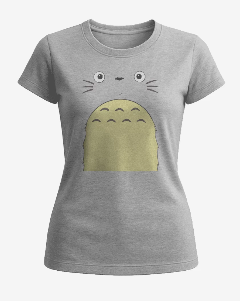Polera de Mujer Gris Melange de Totoro Face
