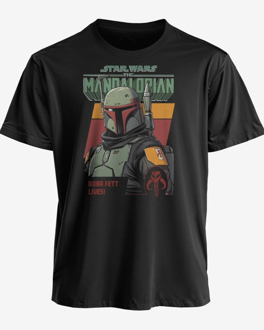 Polera premium Negro de Boba Fett lives
