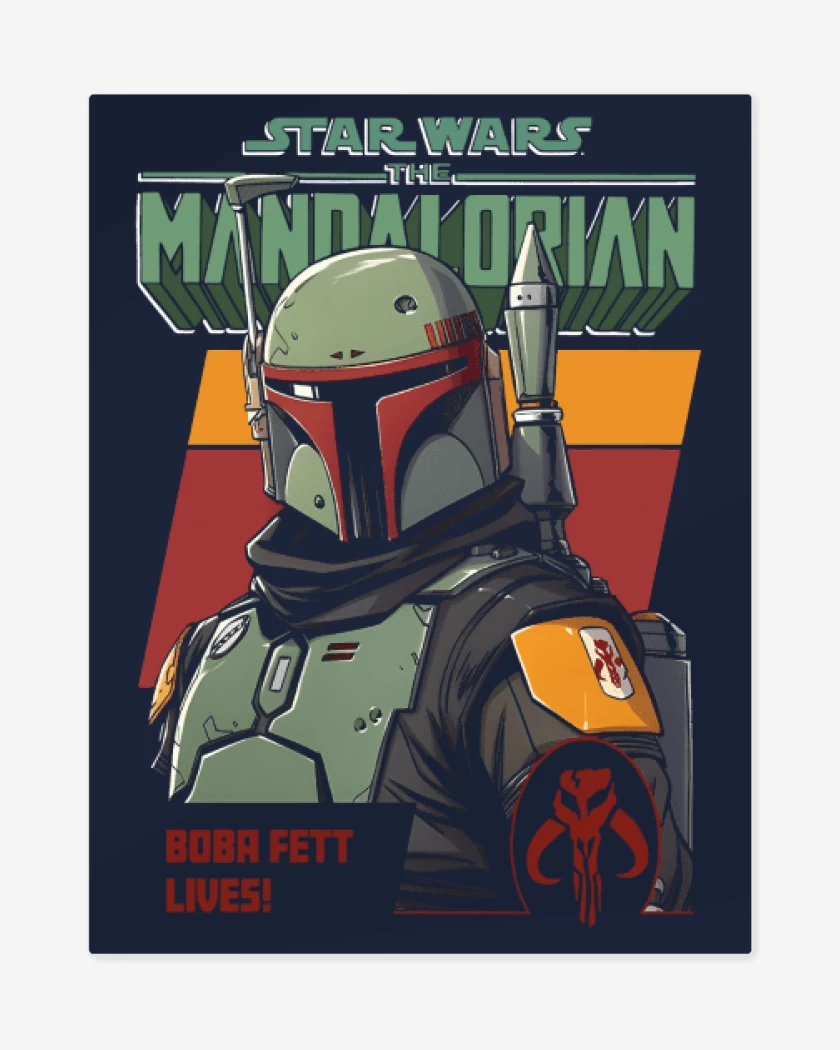 Print metalico Azul Marino de Boba Fett lives