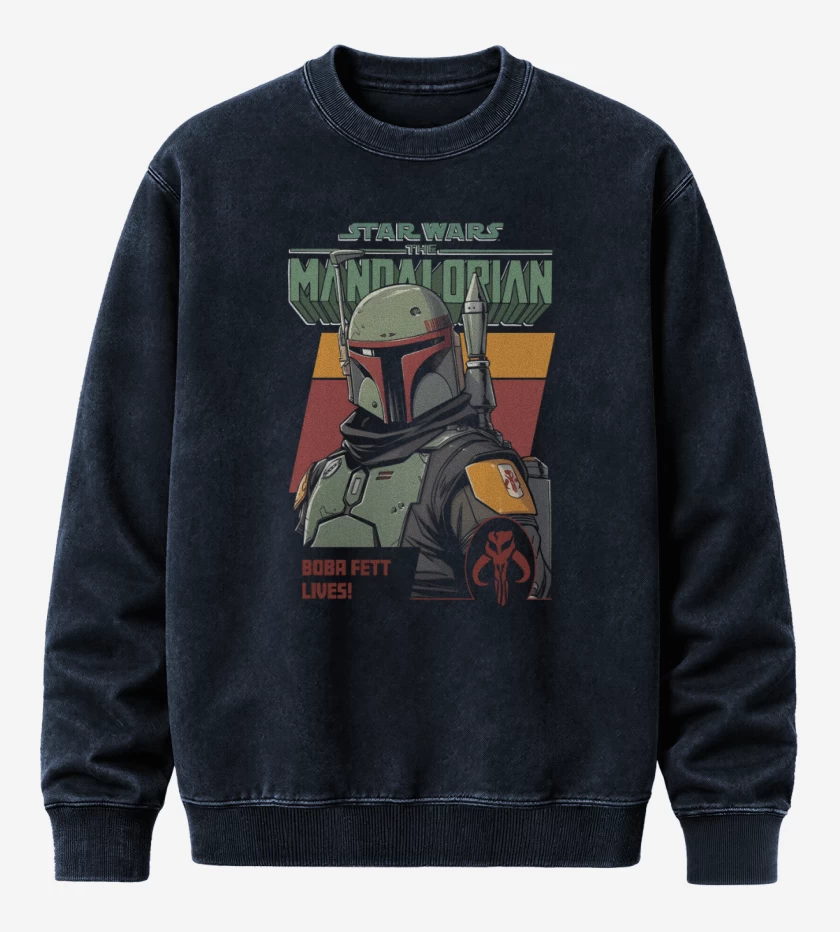 Poleron Polo Acid Wash Azul Marino de Boba Fett lives