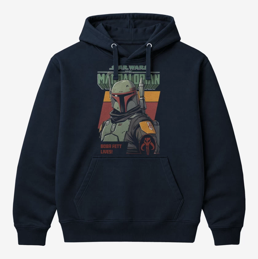 Polerón Canguro Azul Marino de Boba Fett lives