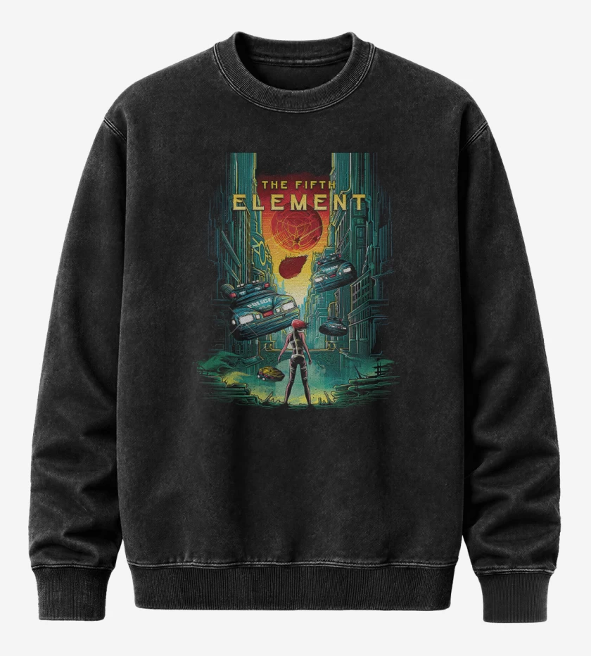 Poleron Polo Acid Wash Negro de El Quinto Elemento