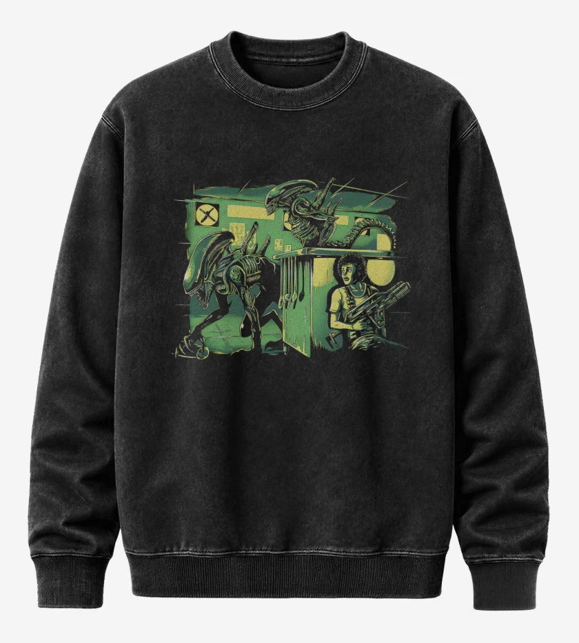 Poleron Polo Acid Wash Negro de Alien Park