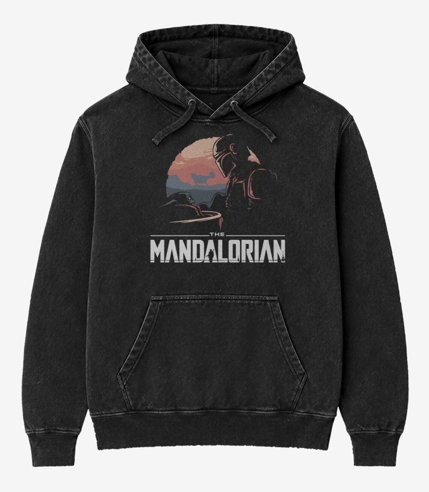 Poleron Canguro Acid Wash Negro de The Mandalorian