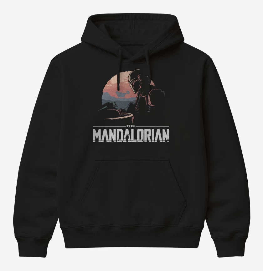 Poleron Canguro básico Negro de The Mandalorian