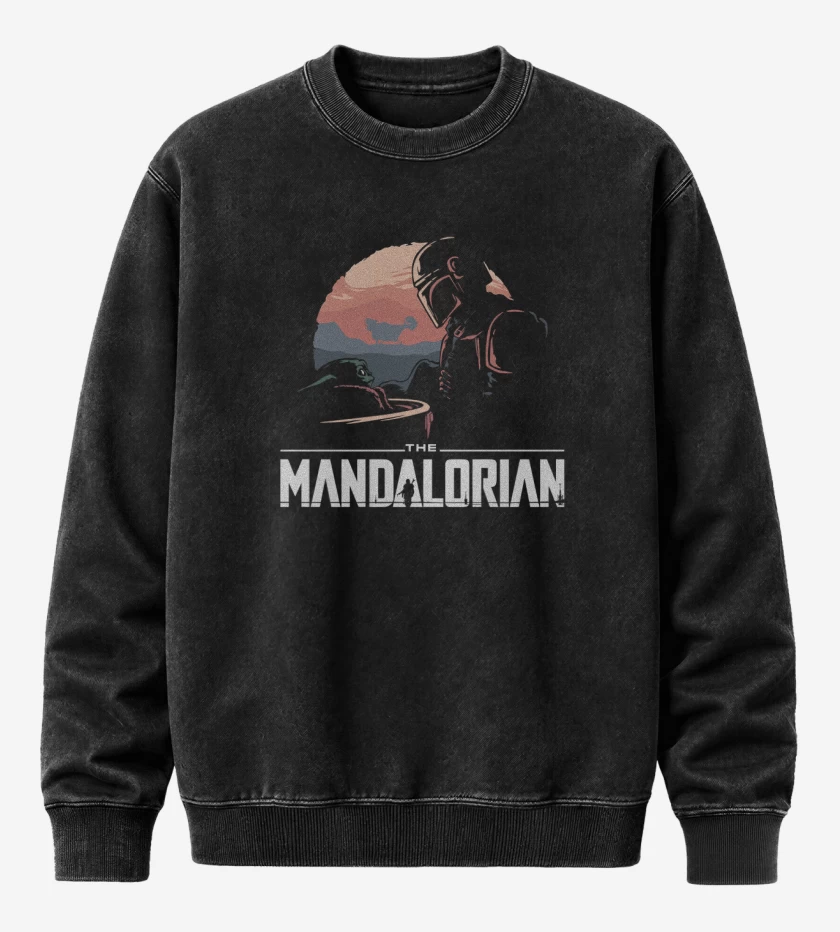 Poleron Polo Acid Wash Negro de The Mandalorian