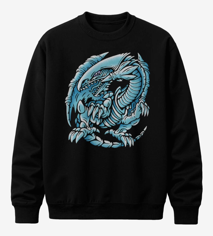 Poleron polo Negro de Dragon de Ojos Azules