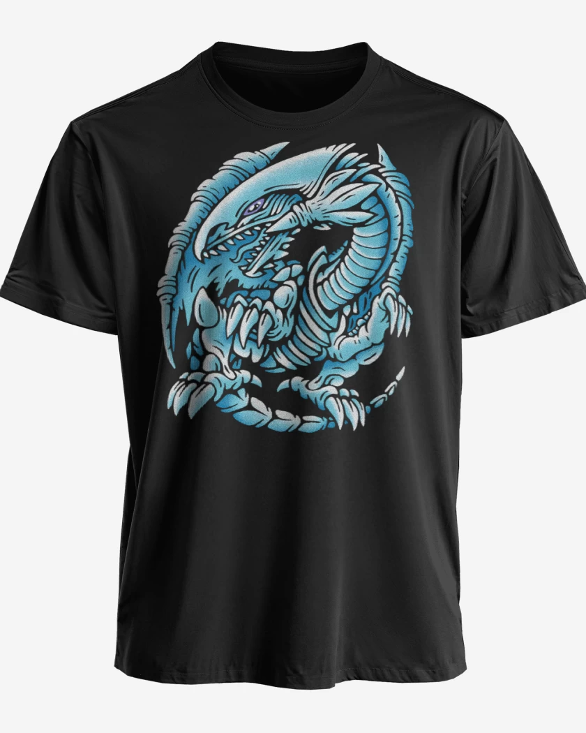Polera premium Negro de Dragon de Ojos Azules