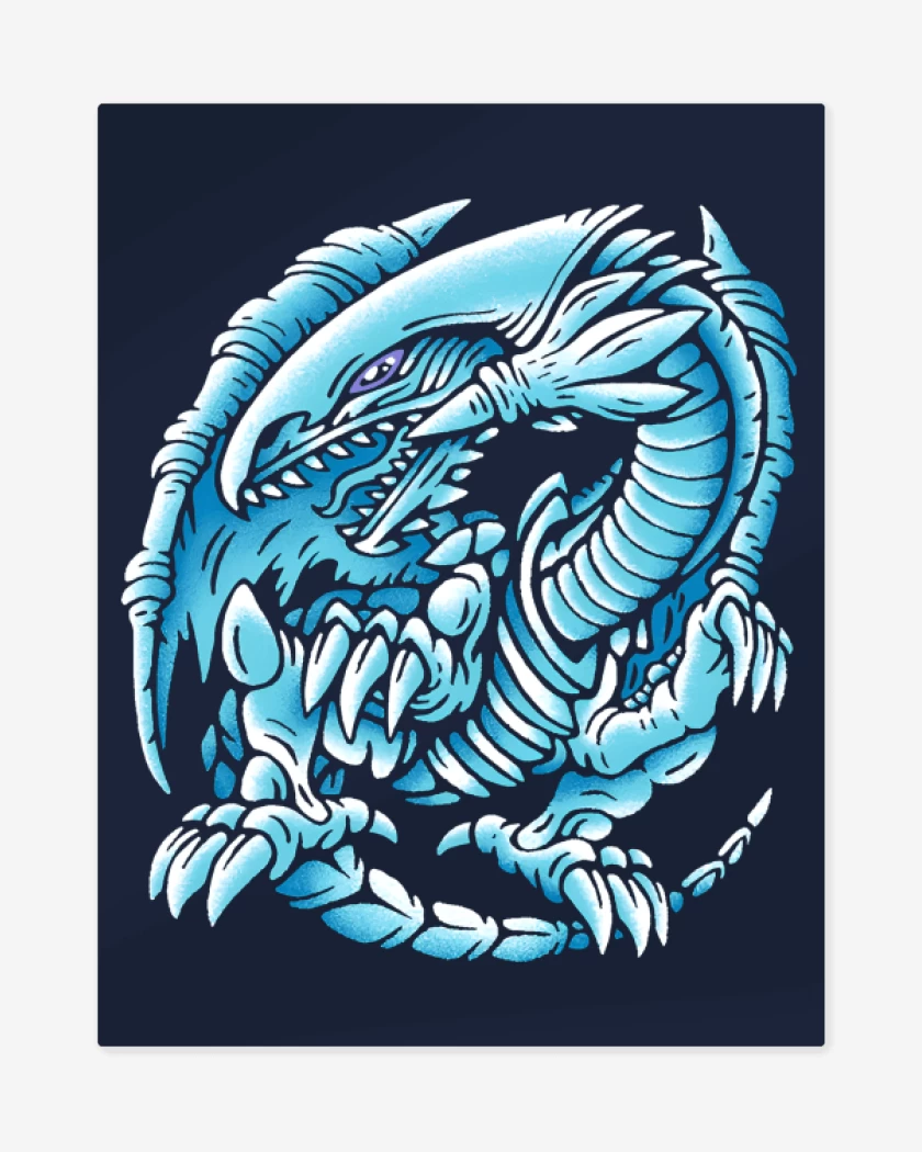 Print metalico Azul Marino de Dragon de Ojos Azules