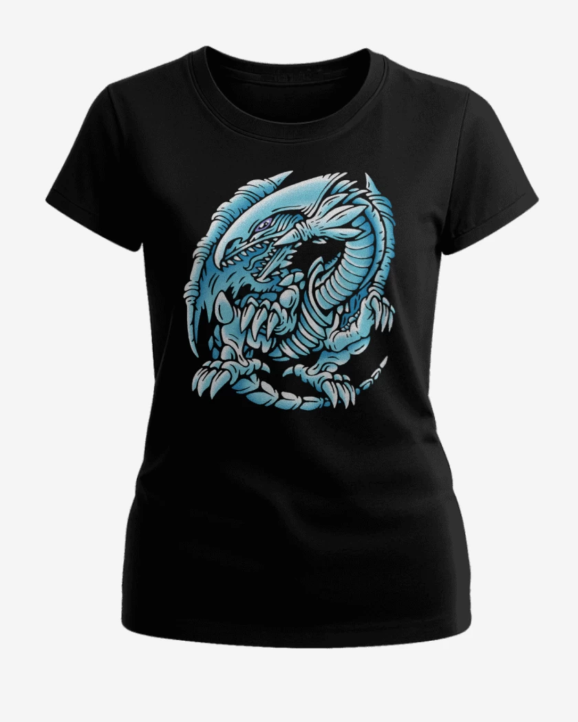 Polera de Mujer Negro de Dragon de Ojos Azules