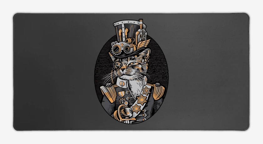Mouse pad Gamer Carbon de Steampunk cat